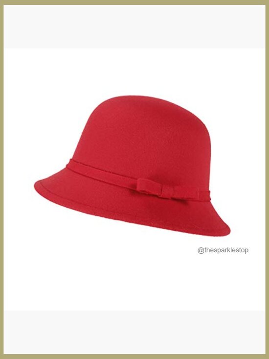 Vintage Bowler Suede Wool Bucket Hat Adjustable with Bowknot main image 6